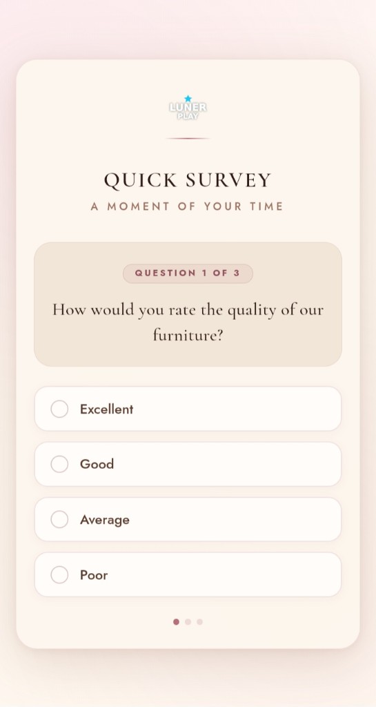 LUNER Survey screen